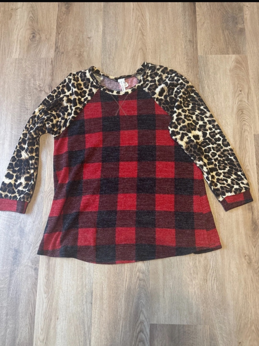 Cheetah/checked blouse